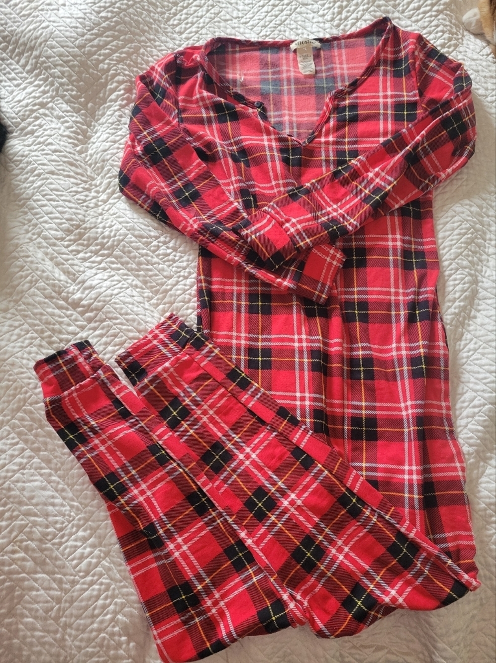 Shosho Red Plaid Hooded Pajama Onesie Size M Lounge Sleepwear - Picture 3 of 7
